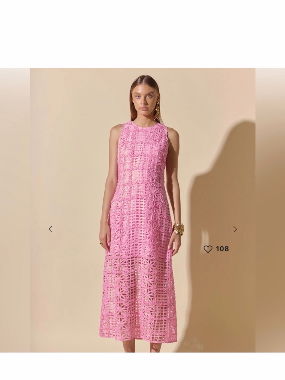 Endless Rose Sleeveless Pink Crochet Midi Dress